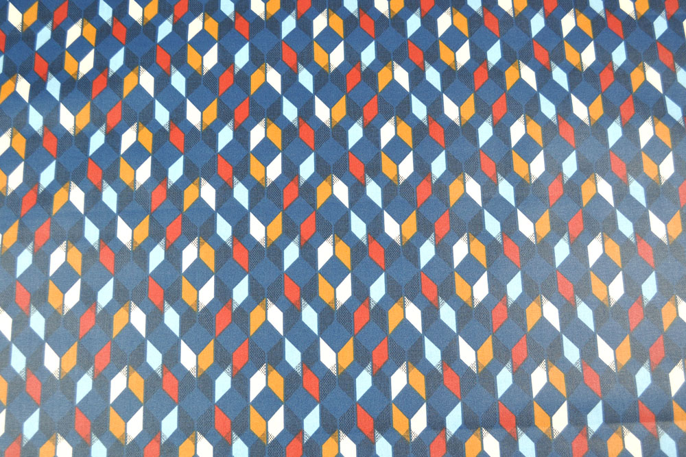 Beschichteter Stoff mit hohem Baumwollanteil und geometrischem Würfel-Motiv Td5067 Tischdeckenstoff Wuerfel S4y Dekostoffe Retro Tischdeckenstoff - Urban Cubic