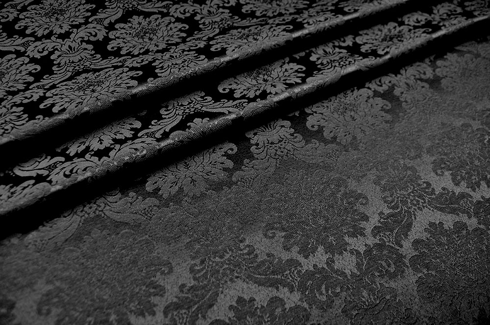 Edler, beidseitig nutzbarer Stoff in Überbreite mit dezentem eingewebtem Barockornament Td5083 Tischdeckenstoff Damast Barock Schwarz 1 Dekostoffe NEU  Barock-Stoff Damast - 280 cm - Schwarz