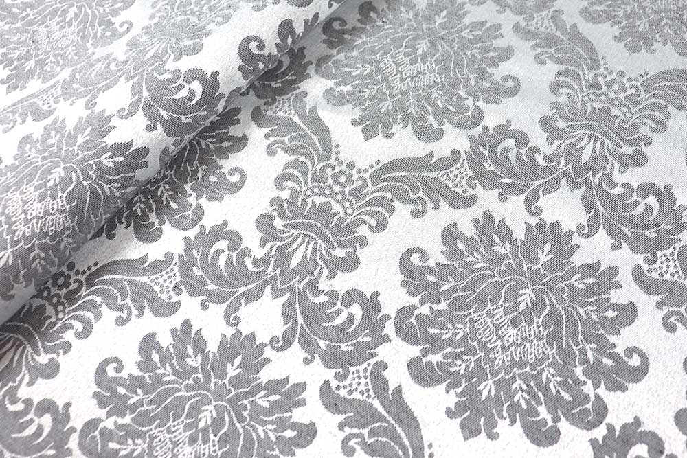 Barock-Ornamente, aufwendig eingewoben in edles Mischgewebe mit Baumwollanteil - perfekt für großflächige Wohndeko! Td5083911 Damast Barock Grau 2 Dekostoffe Barock Damast - Theresia - 280 cm - Grau