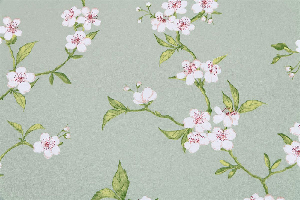 Eine neue Form von Wachstuch: Super soft, robust und mit einem filigranem Motiv! Td5131 Pvc Stoff Kirschblueten Abwischbare Tischdecken Wachstuch Premium Soft - Sakura Salbei