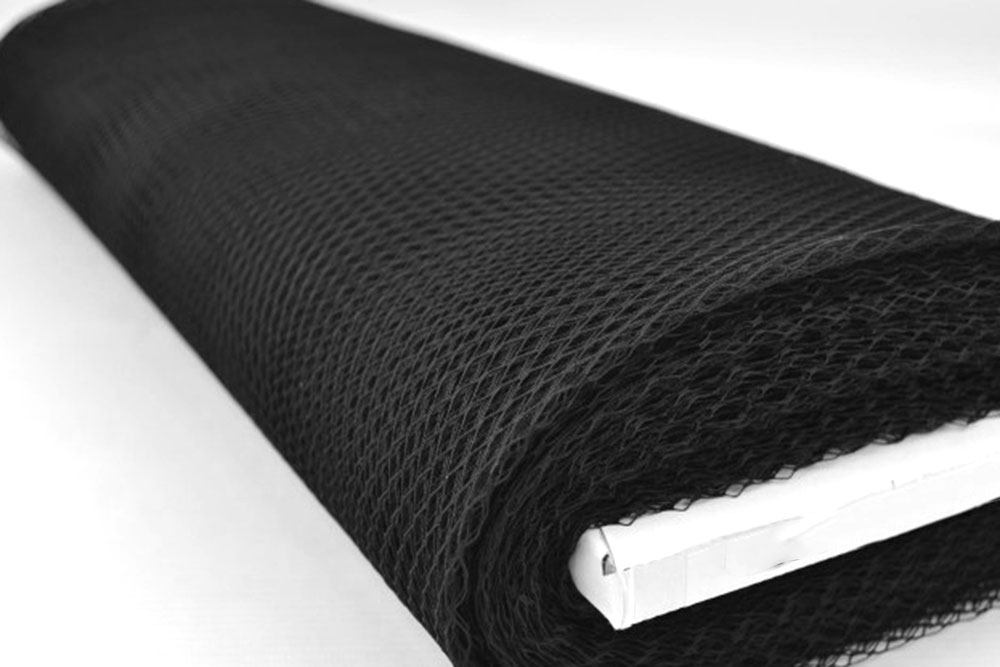 Grobmaschiges Netz, schwer entflammbar nach EN 71-2 Tg1276 Netz Schwarz Hand Uni Netzstoff schwer entflammbar - 250 cm - Schwarz