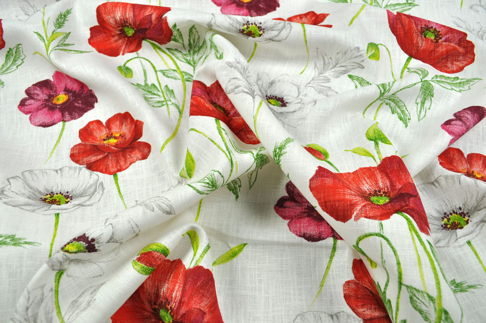 Hübscher Ramie-Gardinenstoff in Leinenoptik und mit zeitlosem Design - hervorragend für elegante Gardinen und vieles Weitere Bk7004 Toile Ramie Mohn S4y Ramie-Stoffe Gardinenstoff Leinenoptik - Mohn