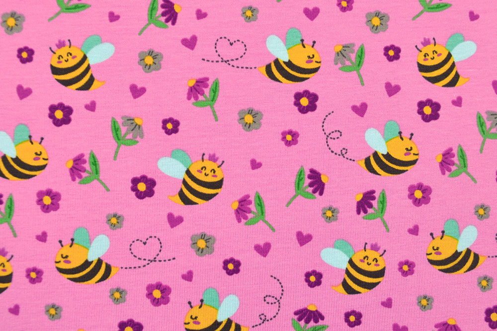 Fleißige Bienchen auf hochwertigem Jersey - ideal für allerlei Einsatzzwecke geeignet! Bk7054 Jersey Stoff Suee Bienchen S4 Sale Jersey - Bienenkönigin