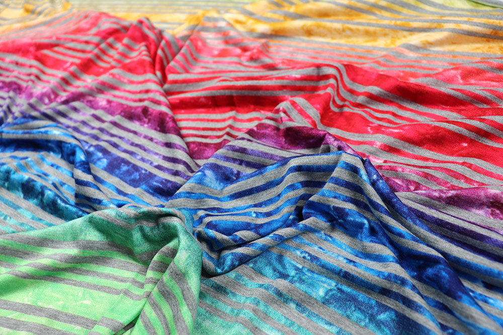 Knallbunt geringelter Jersey, luftig-leicht, zum Spitzenpreis! Bk7364 Viskosejersey Streifen S4 Viskosejerseys Viskosejersey - Rainbow Stripes