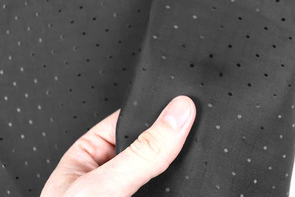 Schwarzer Taft mit Pünktchen aus einer edlen Mischung aus Viskose und Acetat! Bk7530999 Jacquard Taft Punkte Futterstoffe/Taft Jacquard-Taft deluxe - Punkte - Schwarz