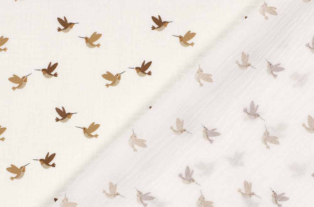 Vogelstarker Musselin aus reiner Baumwolle für hautfreundliche Kreationen Bk7665 Musselin Kolibri 3 Musselin Stoffe Musselin - Kolibri