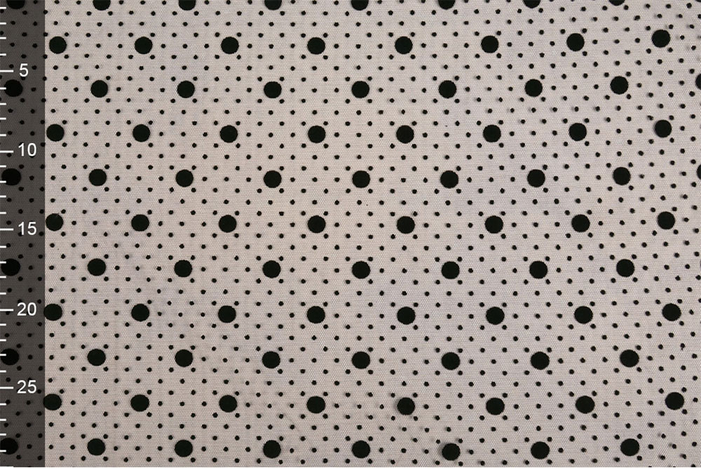 Feiner, schwarzer Tüll mit Punkten in unterschiedlicher Größe Bk7675 Tuell Black Dots S4 Standard Tüll Tüll - Black Dots