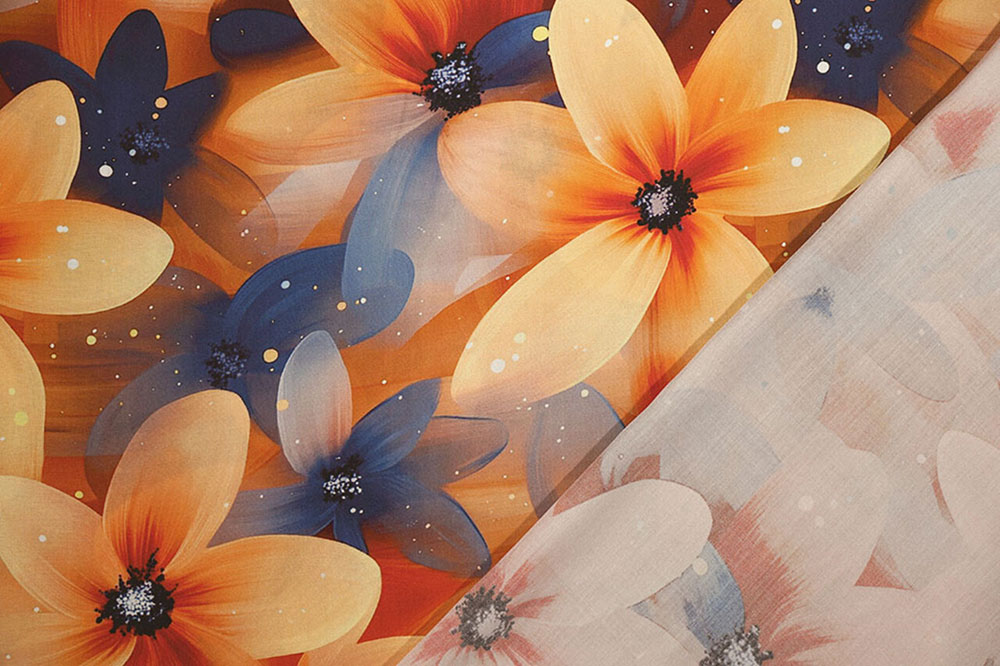 Ein florales Meisterwerk in satten Farbtönen für kreative Modeideen Bk7864 Viskosestoff Blueten S4 Viskose Viskosestoff - Dreamy