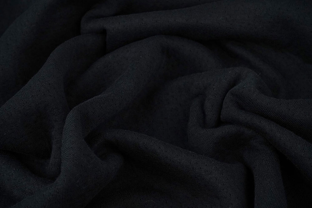 Schwerer Jersey aus reiner Baumwolle im Musselin-Stil! Bk7942 Musselin Jersey Schwarz S4 Uni Bekleidungsstoffe Musselin-Baumwolljersey - Schwarz