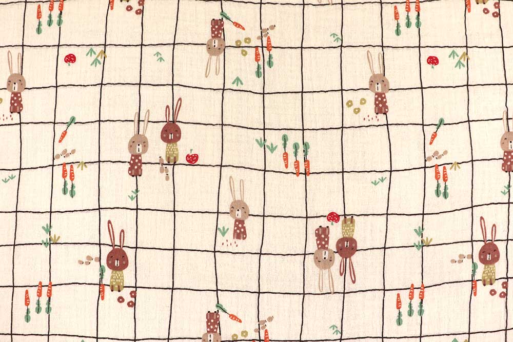 Ein süßer Karo-Häschen-Mix, der zu Ostern und im Frühling nicht fehlen darf! Bk7944 Musselin Tier Karo S4 Musselin Stoffe Musselin - Häschen-Karo