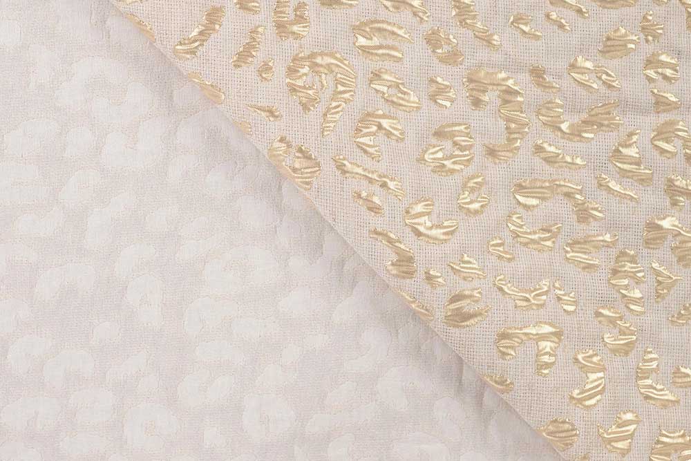 Glänzender Lurex-Jacquardstoff mit Recycling-Anteil und Leinenfasern - Premiumware mit edlem Anstrich! Bk7972 Brokat Leinen Leo Mai Brokat Leinen - Leo