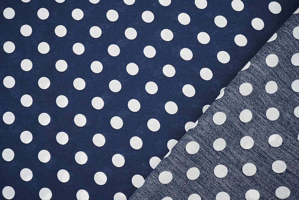 Vorgewaschener Bekleidungsstoff mit klassischem Tupfen-Print Bk7975 Viskosestoff Punkte Weiss Blau Mai Viskose gewaschen - Punkte - Marine/Weiß