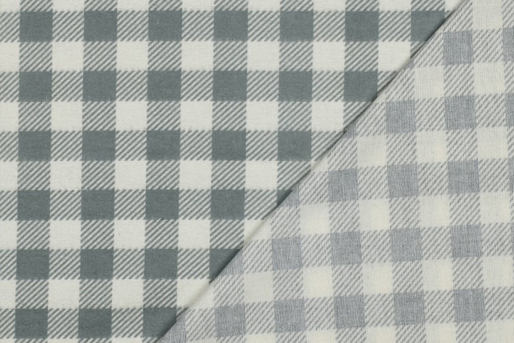 Weicher Flanellstoff mit klassischem Karomuster in Salbeigrün und Creme. Ideal für Kleidung, Dekorationen und gemütliche Wohnaccessoires. Bk7980 Flanell Salbei S4y Flanell Flanellstoff - Landhauskaro - Salbei