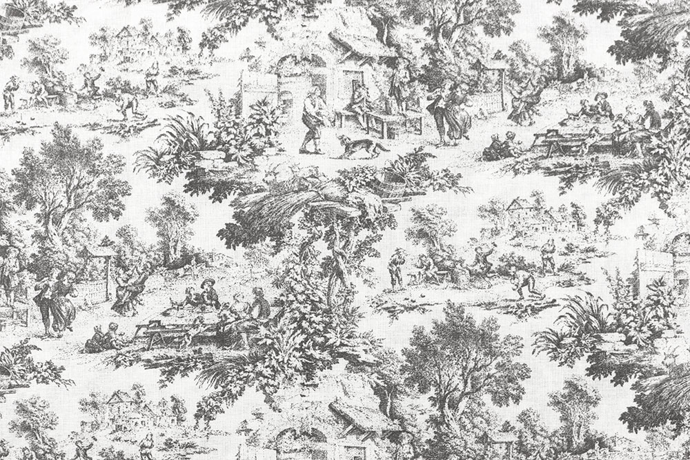 Pure Nostalgie auf überbreiter, super feiner Perkal-Baumwolle - nutzen Sie die Ware aus Naturfaser für Bettwäsche und mehr! Co6638 Baumwollstoff Toile De Jouy Bettwäsche-Stoffe Bettwäsche-Stoff - Toile de Jouy - 295 cm