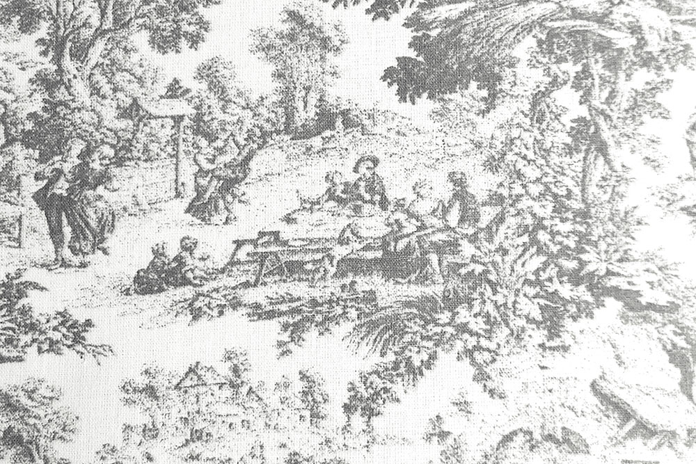 Verpassen Sie Ihrer Wohnung einen neuen Anstrich und profitieren Sie zudem von der praktischen Überbreite von 295 cm Co6638 Baumwollstoff Toile De Jouy S4 Übergardinen Baumwollstoff - Toile de Jouy - 295 cm