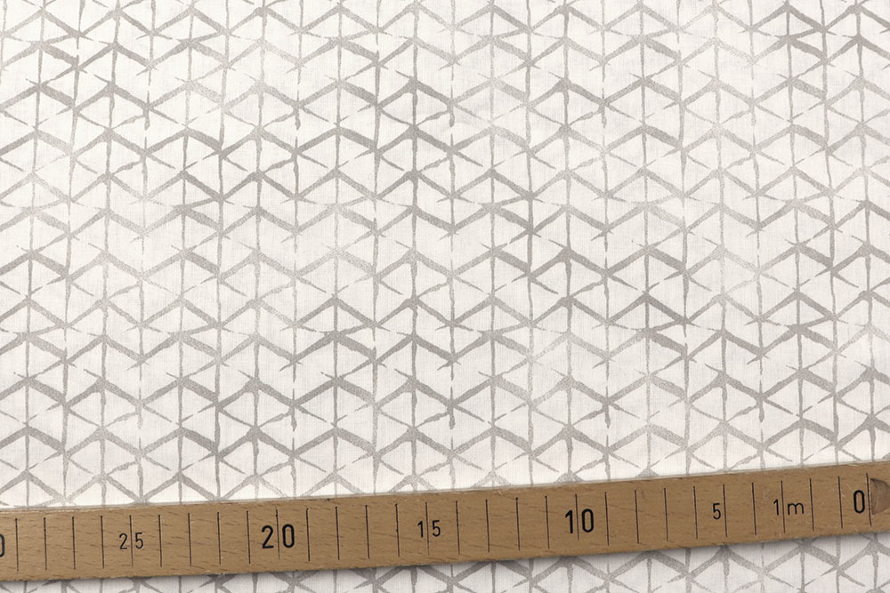 Überbreite, super feine Perkalbaumwolle mit trendy Geomotiv - atmungsaktive Ware aus europäischer Produktion! Co6644 Baumwollstoff Geo Hell S4 Übergardinen Baumwollstoff - Geo White - 295 cm