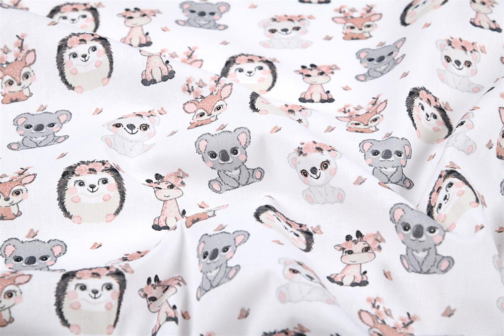 Da schlagen Herzen höher! Leichte Baumwollware mit super süßem Design Co6665 Baumwollstoff Igel Kinderstoffe Baumwollstoff - Igel und Koala