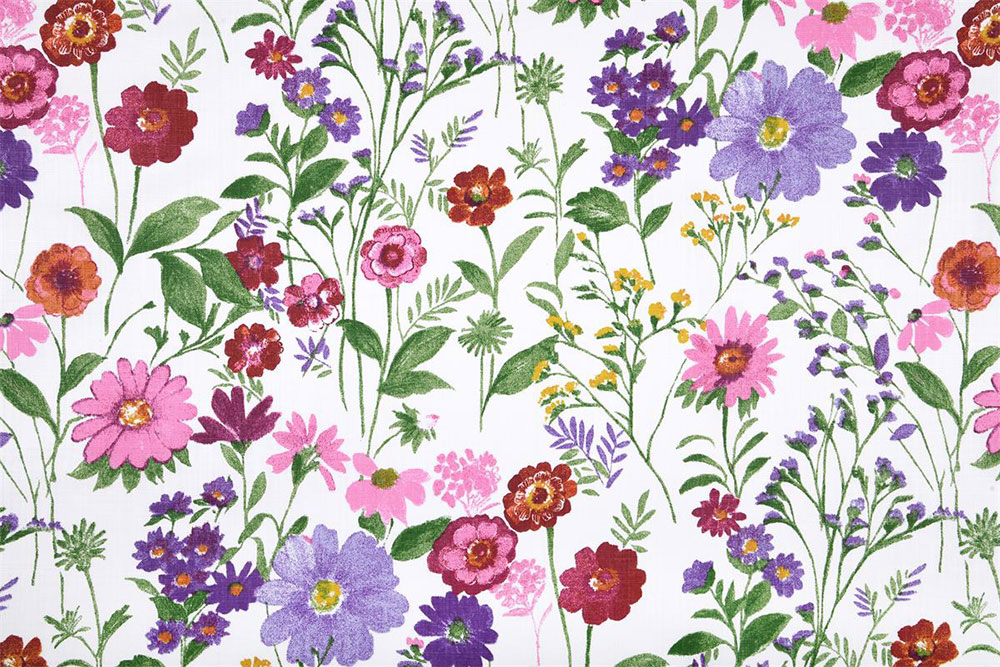 Panama-Dekostoff, der Sie mit einem floral-verträumten Design sofort in eine Sommerwiese versetzt! Co6666 Baumwoll Dekostoff Blumen Baumwolle Blumen Panama-Dekostoff - Milas Garten