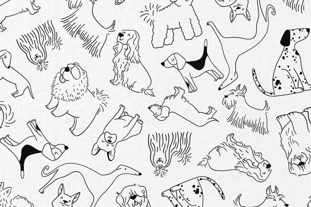 Kreative Köpfe aufgepasst! Malen Sie diesen Stoff selbst aus und tauchen Sie ein in die Welt der Hunde Co6735 Ausmalstoff Baumwolle Hunde Baumwolle Tiere Ausmalstoff Baumwolle - Hunde