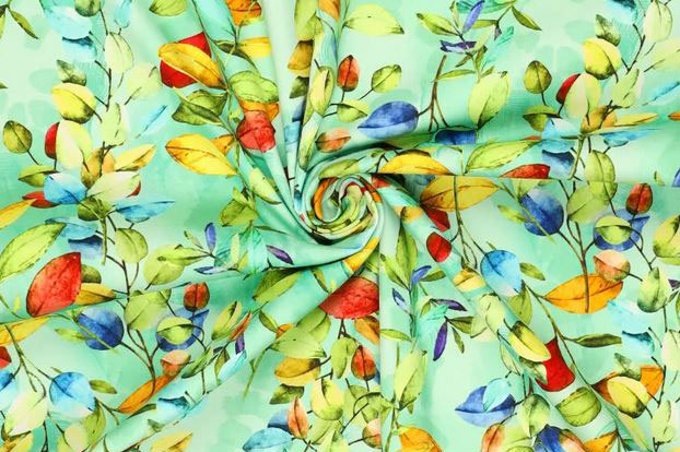Frühlingshaftes Design in tollen Farben auf geschmeidig-weichem Material! Co6773 Baumwoll Satin Blaetter Blusenstoffe Baumwoll-Satin - Leave me Dreaming