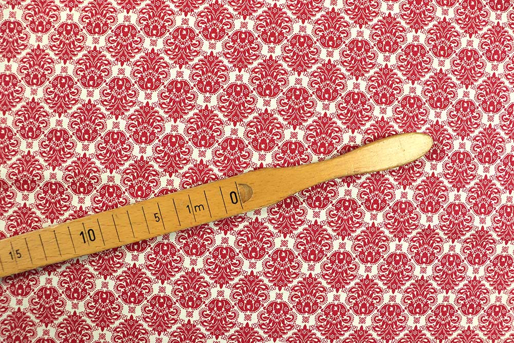 Leichte Baumwolle in Canvas-Webart mit apartem Motiv im Barockstil Co6816 Baumwollstoff Mini Barock Rot S4 Baumwolle sonstige Baumwollstoff - Mini Louis - Rot