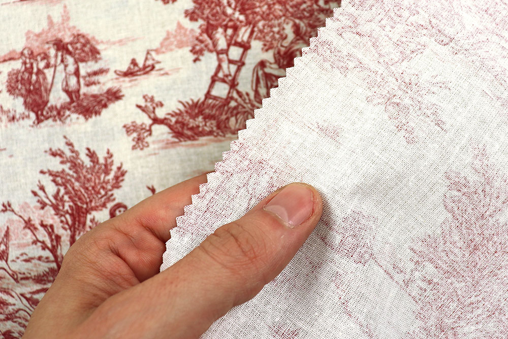 Schöner Baumwollstoff in Cretonne-Qualität mit nostalgischem Toile de Jouy Motiv Co6830 Baumwollstoff Toile Rot S4 Dekostoffe Toile de jouy Baumwollstoff Toile de Jouy - Erntezeit - Rot