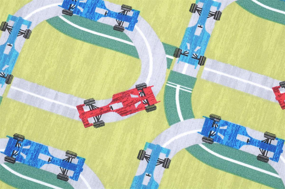 Rasante Farben, natürliche Weichheit – dieser Stoff begeistert alle Autofans! Co6852 Baumwollestoff Rennfahrer 3 Kinderstoffe Baumwollstoff - Rennfahrer