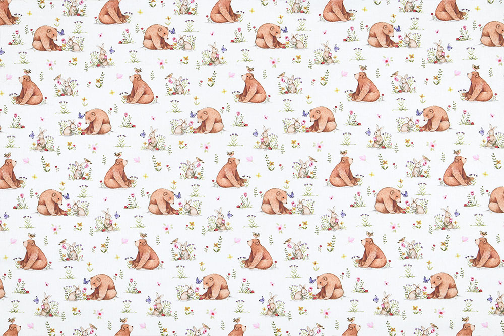 Waldfreundschaft zum Vernähen – Bär trifft Hase, Herz trifft Stoff. Co6919 Baumwollstoff Baer Baumwolle Kinder Baumwollstoff - Waldfreunde
