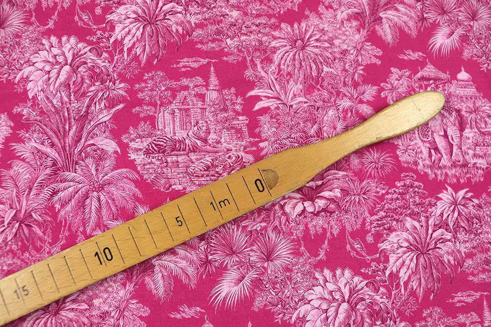 Toile de Jouy mal anders: Edler Cretonne mit Ethno-Motiv in ausgefallener Farbkombi! Co6997 Baumwollstoff Toile De Jouy Pink S4 Dekostoffe Toile de jouy Baumwollstoff - Toile de Jouy - Mayani Pink
