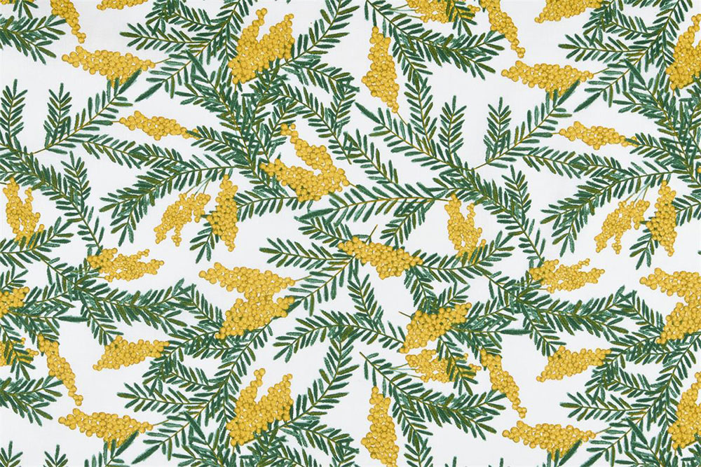 Seien Sie keine Mimose und gönnen Sie sich diesen wunderschönen Cretonne aus reiner Baumwolle! Co7010 Baumwollstoff Mimose Baumwolle Blumen Baumwollstoff - Mimose