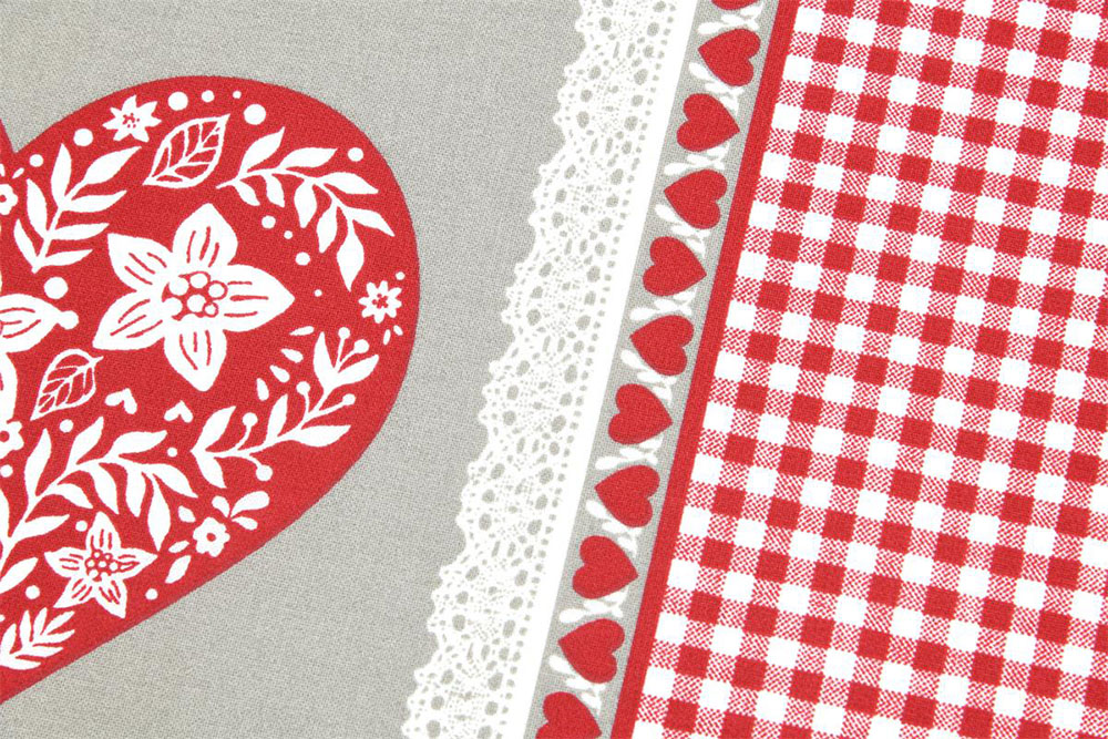Cretonne mit super gemütlichem Mustermix - ideal für Landhaus-Dekorationen, Trachten und alles rund ums Alpen-Thema Co7030 Baumwollstoff Edelweiss Streifen Herzen Baumwolle Trachten Baumwollstoff - Edelweiß-Romantik
