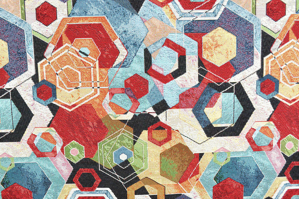 Wunderschöner, schwerer Gobelin mit kräftigem, modernem Muster im geometrischen Stil Ds1852 Dekostoff Gemoetrie S4 Taschenstoffe Dekostoff Gobelin - Geometric Art