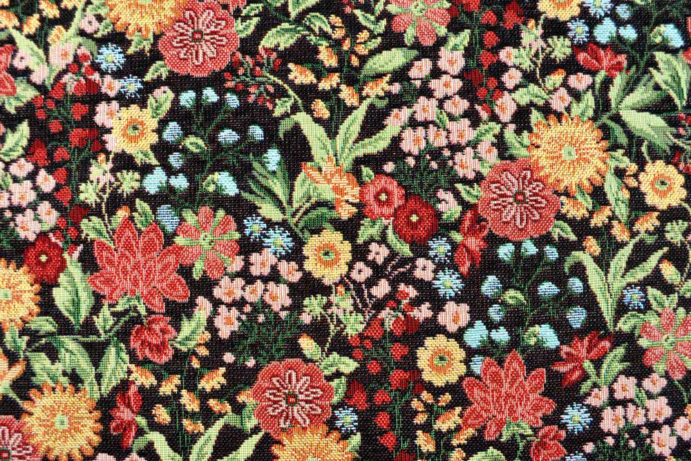 Blüten- und Farbenpracht auf qualitativ hochwertigem Gobelin - für ein traumhaftes Wohnambiente! Ds1886 Gobelin Stoff Wiesentraum Schwarz S4 Taschenstoffe Gobelin-Stoff - Garden Night
