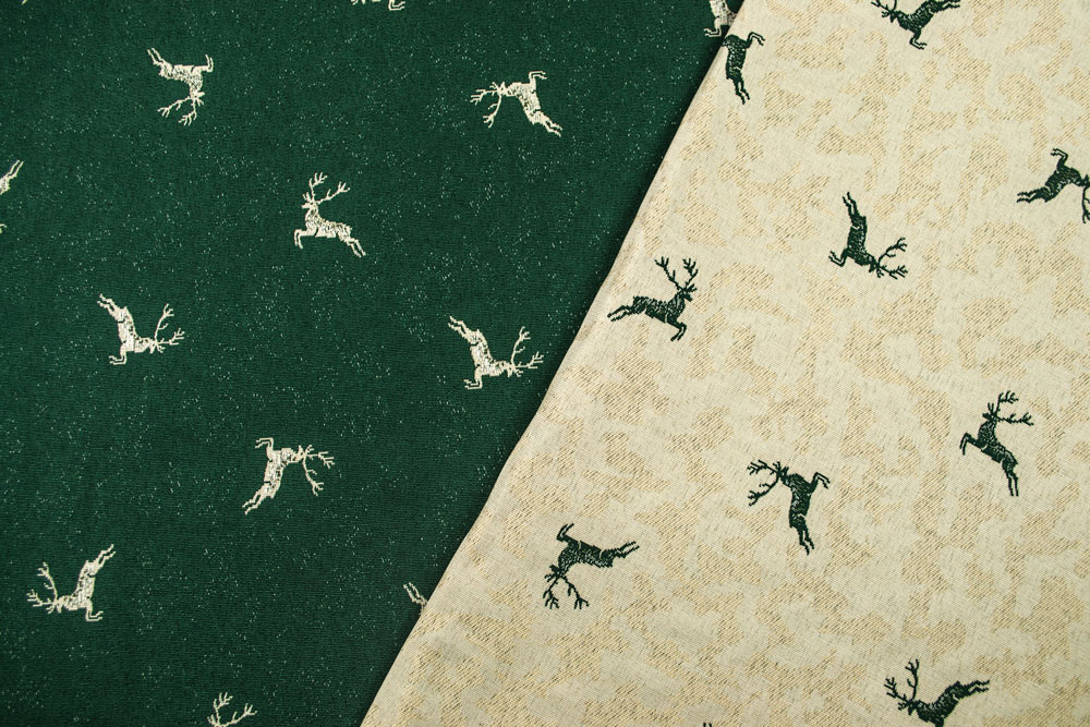 Beidseitig nutzbarer Dekostoff im romatischen Landhaus-Stil Bd01 Ds2198 Dekostoff Jacquard Hirsche Creme S4y Dekostoffe Landhaus Dekostoff Zweiseitiger Jacquard - Kleine Hirsche - Creme