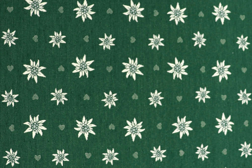 Wende-Jacquardstoff im Landhausstil mit kleinen Herzchen und Edelweiß Ds2496 Dekostoff Wende Jaquard Landhaus Edelweiss Gruen Zweiseitig01 Blumen Dekostoff Jacquard - zweiseitig - Landhaus-Edelweiß - Grün