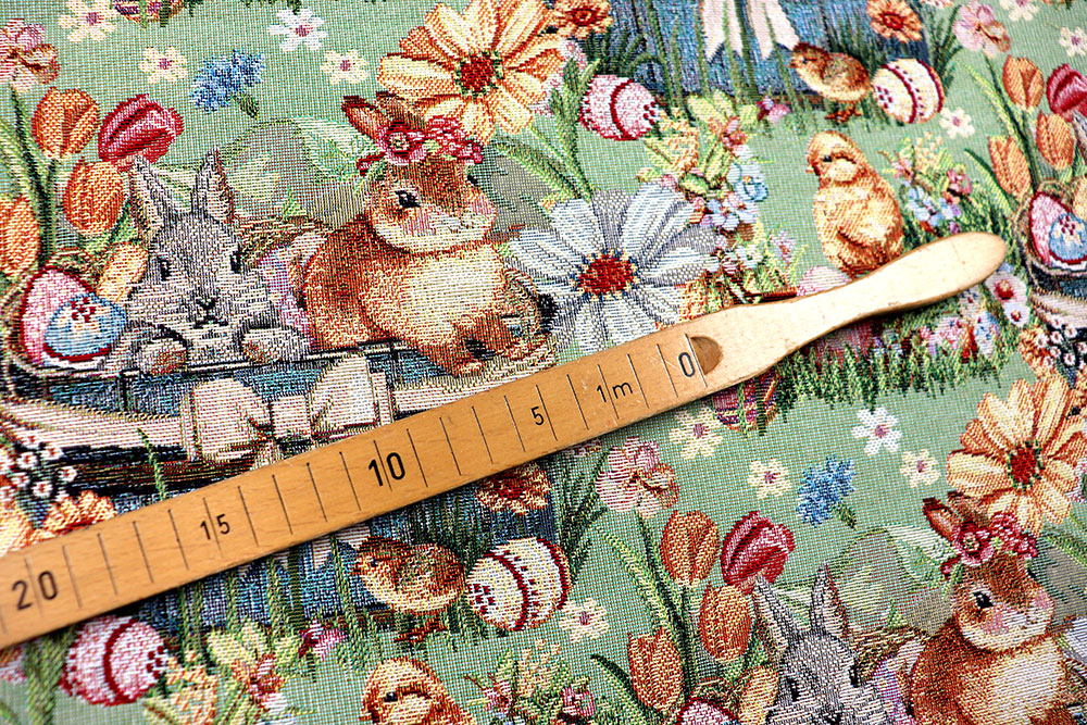 Super niedlicher Dekostoff in schwerer, hochwertiger Qualität - ideal für Frühling und Ostern! Ds2525 Gobelin Ostern S4 Tiere Gobelin - Süße Ostern
