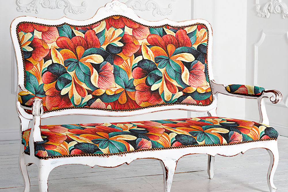 Überbreiter Gobelin mit farbenfrohem Muster für opulente, großflächige Dekorationen Ds3305 Gobelin Blumen S4 Taschenstoffe Gobelin - Teneriffa - 280 cm