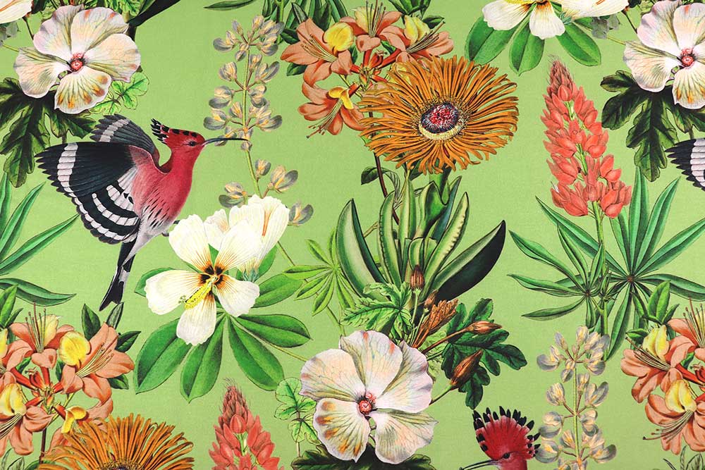 Florale Farbenpracht auf überbreiter Ware - ideal für opulent wirkende DIY-Kreationen Ds3375 Dekostoff Wiedehopf S4 Tiere - 280 cm Dekostoffe Dekostoff - Wiedehopf - 280 cm