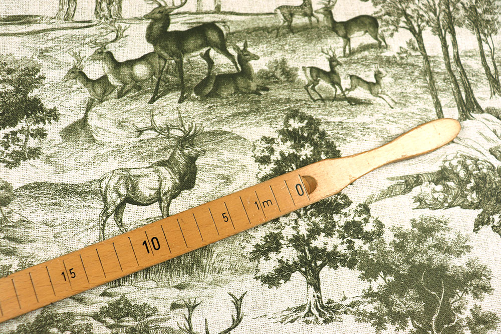 Robuster Dekostoff mit romantischem Mustermix aus nostalgischem Toile und Wald-Motiven Ds3377 Toile De Jouy Wald S4 Tiere - 280 cm Dekostoffe Dekostoff Premium - Toile im Wald - 280 cm