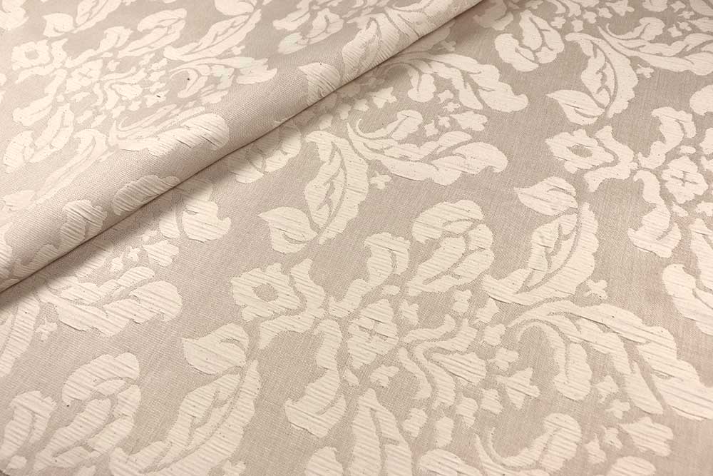 Schön gemusterter Jacquard, ideal für Dekorationen und vieles mehr. Ds5297 Jacquard Stoff Ornament S4 Dekostoffe Barock Jacquard Stoff - Louis Philippe - Hellbeige