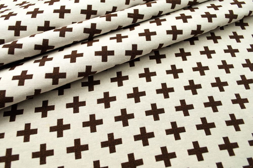 Schön gemusterter Dekostoff für interessante Deko Ds5729 Jacquard Kreuze Braun4 Dekostoffe sonstige Dekostoff Jacquard - zweiseitig - Kreuze - Braun/Creme