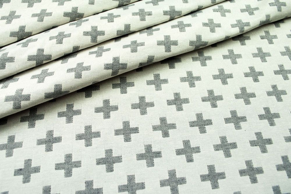 Schön gemusterter Dekostoff für interessante Deko Ds5729911 Jacquard Kreuze Grau1 Dekostoffe Jacquard Dekostoff Jacquard - zweiseitig - Kreuze - Grau/Weiß