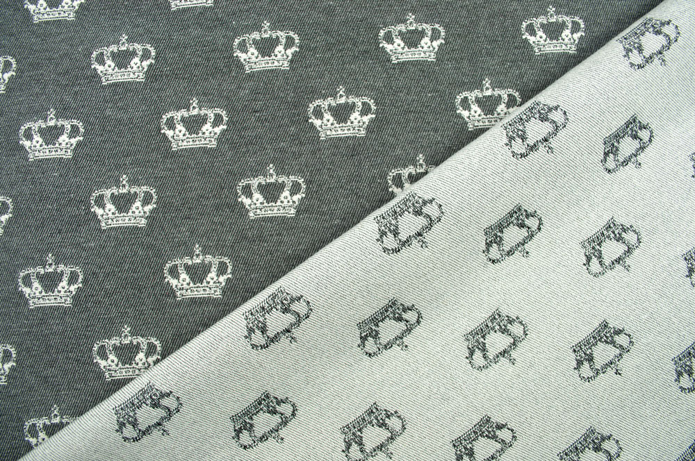 Jacquard in Top-Qualität mit eingearbeitetem Kronen-motiv Ds5930970 Jacquard Kronen Grau S4 Dekostoffe Jacquard Jacquard-Dekostoff - Monaco - Grau