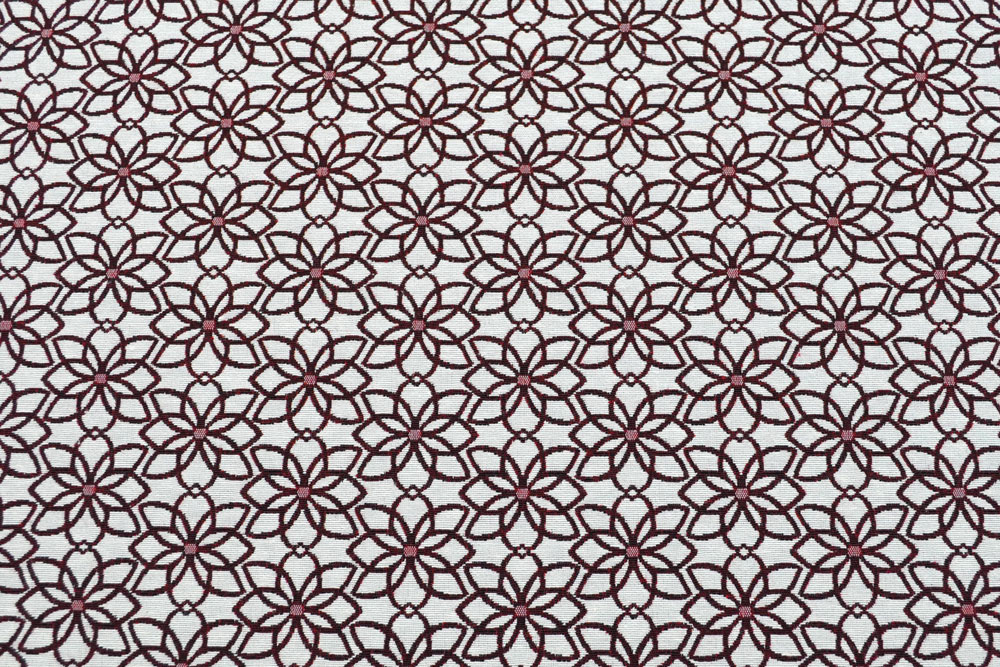 Weißer Jacquard-Dekostoff mit eingewebtem Blüten-Design - vielseitig verwendbar  Ds5932250 Jacquard Dekostoff Blueten Rot S4y Jacquard Jacquard-Dekostoff - Saint Lucia - Weiß/Rot