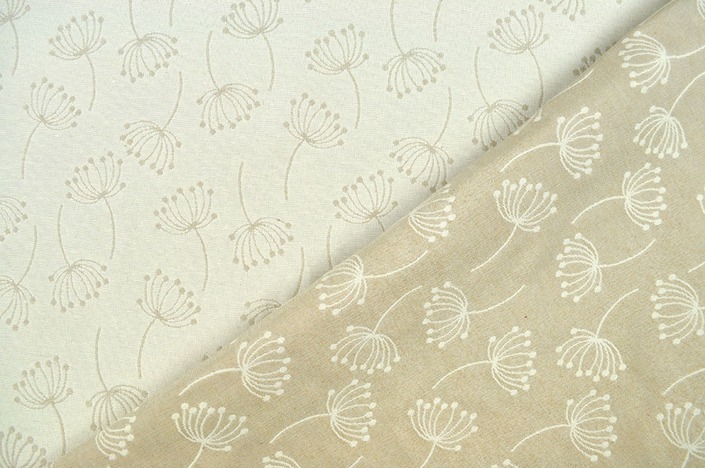 Beidseitig verwendbarer Jacquard mit umherfliegenden Pusteblumen-Schirmchen versehen Ds5956 Jacquard Zweige Beige Creme Dekostoffe Jacquard Dekostoff Jacquard - Dandelion - Beige/Creme
