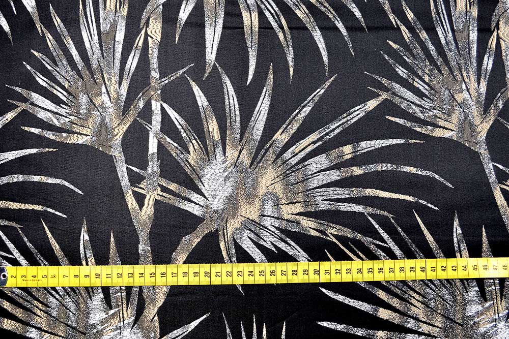 Aparter Jacquardstoff mit edlem Design - perfekt für Deko, Heimtextilien sowie Bekleidungszwecke! Ds6006 Jacquard Palmen S4 Taschenstoffe Jacquard - Palms Black