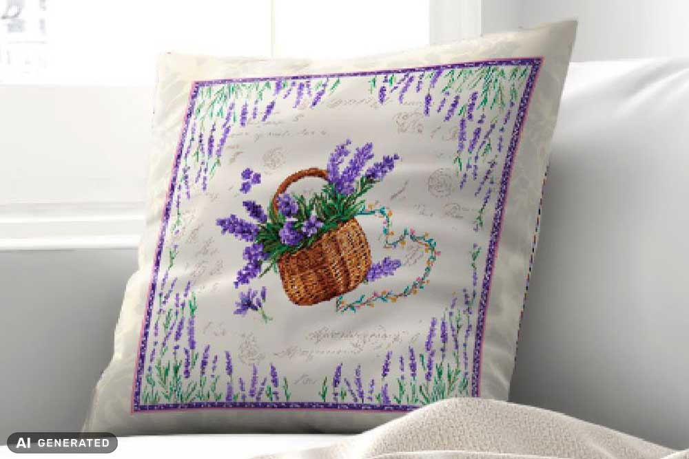 Fertiges Kissenpanel mit einer Größe von 45 cm x 45 cm - mit tollem Motiv  Ds6075 Gobelin Kissen Lavendel  (1) Gobelin Kissenpanel Gobelin-Kissenpanel - Lavendelfeld