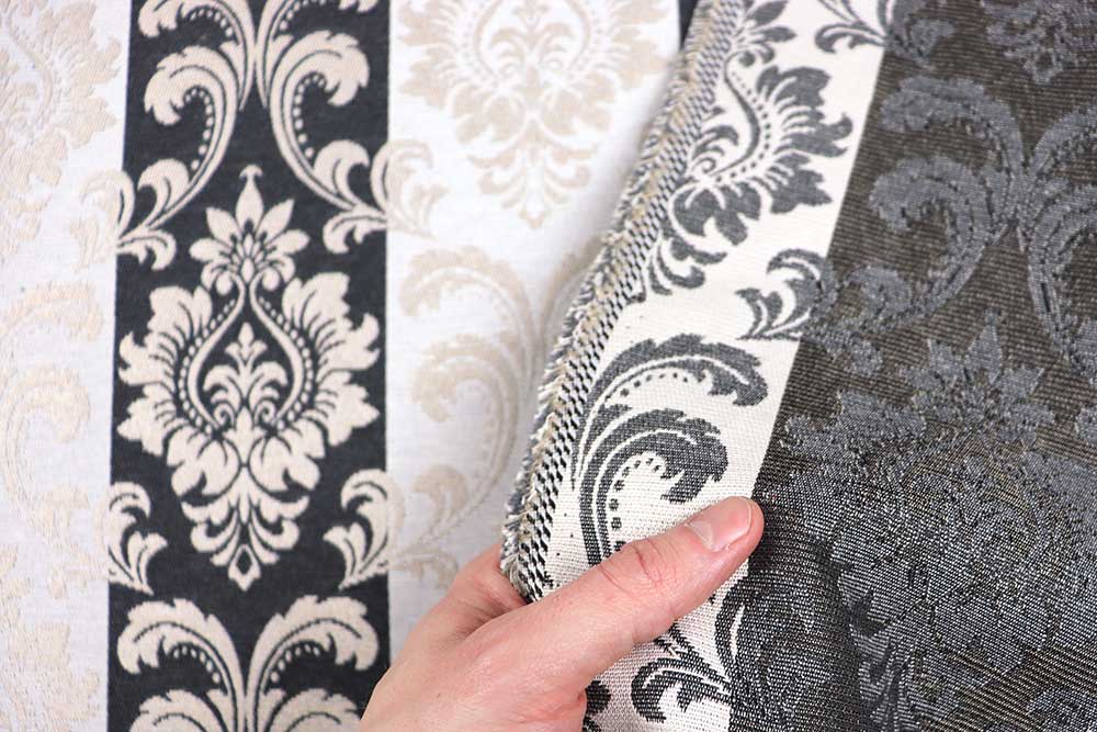 Königlicher Jacquard mit stilgerechtem Barockmotiv - schwer, fest und robust! Ds6088 Jacquard Barock Streifen S4 Übergardinen Jacquard Premium - Barock-Streifen