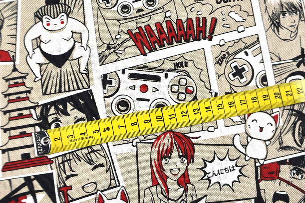 Für alle Japan-Fans: Manga auf Stoff! Pflegeleichtes Material mit trendy Design Ds6090 Dekostoff Leinenoptik Manga S4 Übergardinen Dekostoff Leinenoptik - Manga