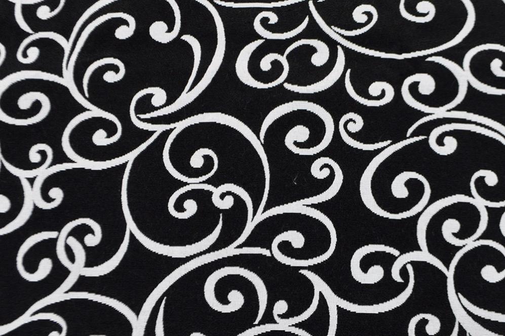 Robuste Meterware mit kontrastreichem Rankenmuster, das jeder Kreation einen eleganten Anstrich verleiht Ds6132 Jacquard Ranken S4 Dekostoffe Barock Jacquard-Dekostoff - Tendril Noir